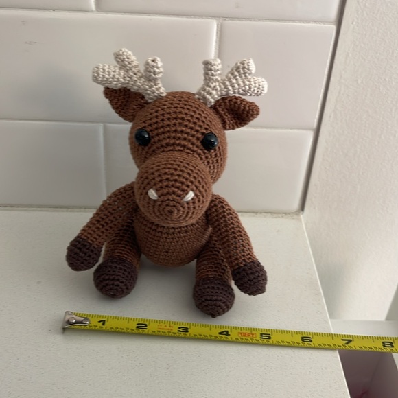 Handcrafted Moose Amigurumi Crochet Decor Toy Figure Outdoor Woodland Forest - Picture 10 of 11